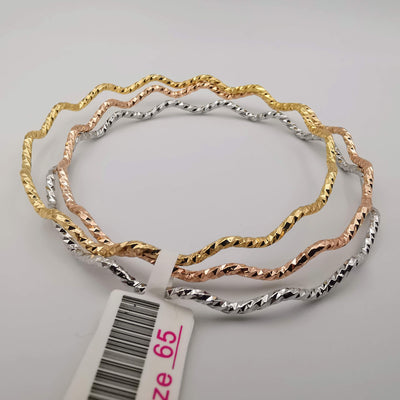 18K Gold Plated Bracelet Set [3-Pieces] - Gold + Rose Gold + White Gold - SIZE 65 - Offer Hunts