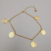 18K Yellow Gold Plated Coin Anklet - Offer Hunts