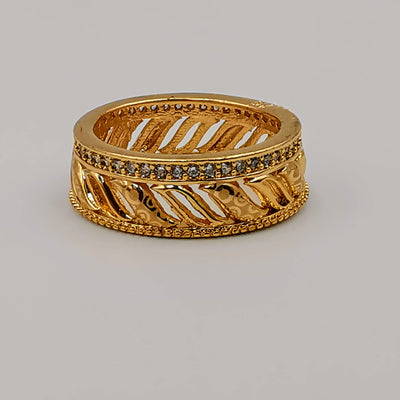 Royal Engraved Ring - 24K Gold Plate - Offer Hunts