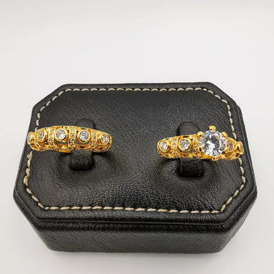 Azure Twins Ring - 24K Gold Plate - Offer Hunts