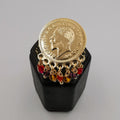 Coin Colorful Dangler Ring - Adjustable Size - 18K Gold Plate - Offer Hunts