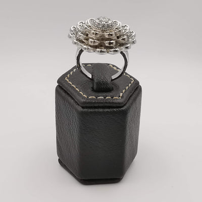 Floral Multi Petal Ring - 18K White Gold Plate - SIZE 10 - Offer Hunts