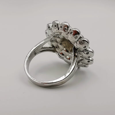 Floral Multi Petal Ring - 18K White Gold Plate - SIZE 10 - Offer Hunts