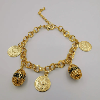24K Gold Plated Egg Coin Bracelet - Offer Hunts