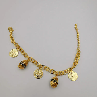 24K Gold Plated Egg Coin Bracelet - Offer Hunts