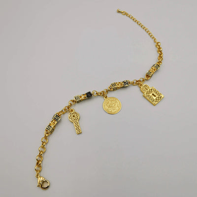 24K Gold Plated Coin Key Bracelet - Offer Hunts