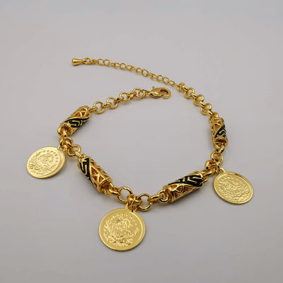 24K Gold Plated Small Coin Versac.e Bracelet - Offer Hunts