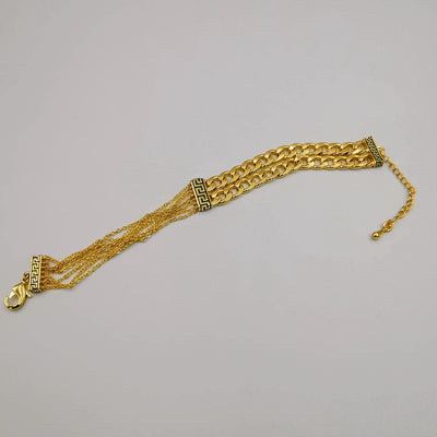 24K Gold Plated Dual Chain Strand Versac.e Bracelet - Offer Hunts