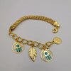 24K Gold Plated Feather Coin Hand of God Bracelet - Offer Hunts