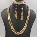 24K Gold Plated Chain Set - Necklace + Bracelet + Earrings - Offer Hunts