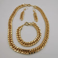 24K Gold Plated Chain Set - Necklace + Bracelet + Earrings - Offer Hunts