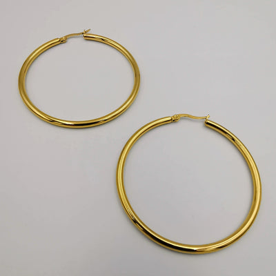 24K Gold Plated Round Earrings - Multiple Sizes - Offer Hunts