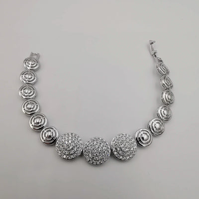 24K White Gold Plated Majestic Simulated Diamond Bracelet - Offer Hunts