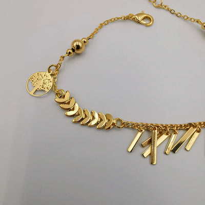 24K Gold Plated Tree of Life Danglers Anklet - Offer Hunts