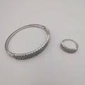 24K White Gold Plated Bracelet and Ring Size 18.5 Set - Offer Hunts