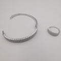24K White Gold Plated Bracelet and Ring Size 18.5 Set - Offer Hunts