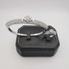 24K White Gold Plated Bracelet and Stone Ring Size 17 Set - Offer Hunts