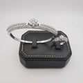 24K White Gold Plated Bracelet and Stone Ring Size 17 Set - Offer Hunts