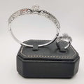 24K White Gold Plated Bracelet and Stone Ring Size 17 Set - Offer Hunts