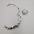 24K White Gold Plated Bracelet and Stone Ring Size 17 Set - Offer Hunts