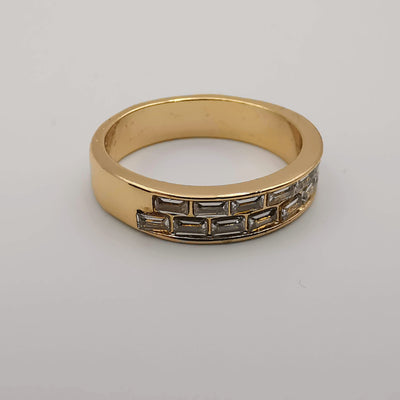 Flat Crystal Band - Golden/Silver Fashion Accessory Ring [R005] - Offer Hunts
