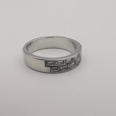Flat Crystal Band - Golden/Silver Fashion Accessory Ring [R005] - Offer Hunts