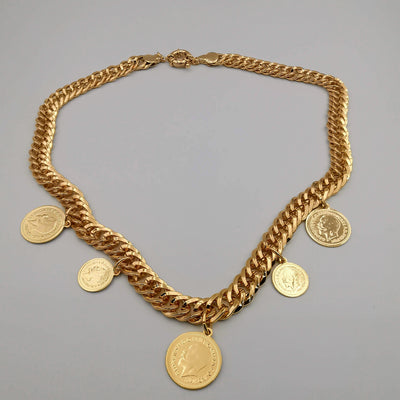 Premium 24K Gold Plated Coin Chain Necklace - Offer Hunts