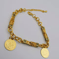 24K Gold Plated Slanted Double Coin Bracelet - Offer Hunts