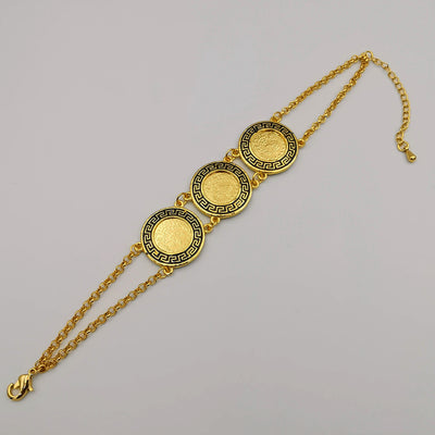 24K Gold Plated Tri-Coin Bracelet - Offer Hunts