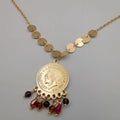 24K Gold Plated Colorful Dangler Coin Necklace - Offer Hunts