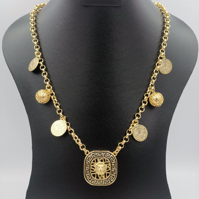 24K Gold Plated Versac.e Square Coin Egg Necklace - Offer Hunts