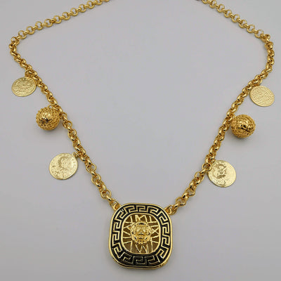 24K Gold Plated Versac.e Square Coin Egg Necklace - Offer Hunts
