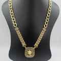 24K Gold Plated Versac.e Square Pendant Bi-Chain Necklace - Offer Hunts
