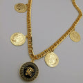 24K Gold Plated Versac.e Coin Chain Necklace - Offer Hunts