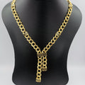 24K Gold Plated Versac.e Dual Chain Dangler Necklace - Offer Hunts