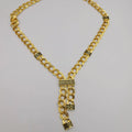 24K Gold Plated Versac.e Dual Chain Dangler Necklace - Offer Hunts