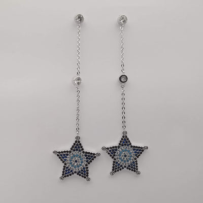 Silver Plated Star Dangling Earrings - Offer Hunts