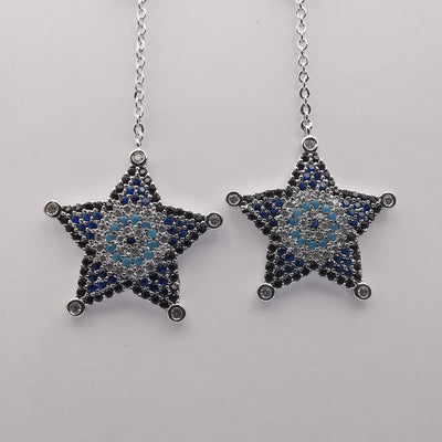 Silver Plated Star Dangling Earrings - Offer Hunts