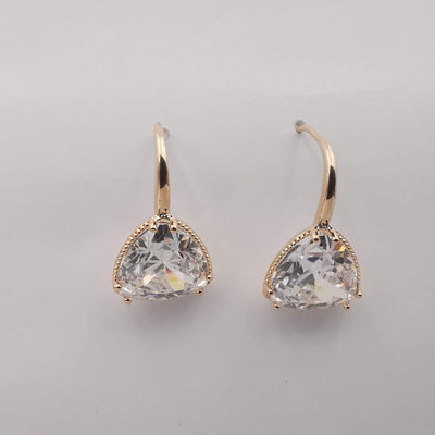 Gold Plated Triangle Simulated Diamond Earrings - Offer Hunts