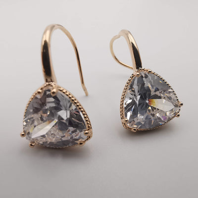 Gold Plated Triangle Simulated Diamond Earrings - Offer Hunts
