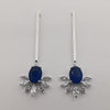 Silver Plated Blue Gem Stem Earrings - Offer Hunts