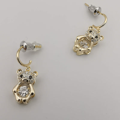 Gold Plated Crystal Bear Earrings - Offer Hunts