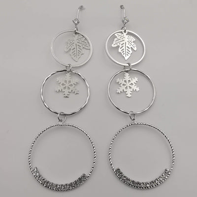 Silver Plated Tri-Circle Snowflake Earrings - Offer Hunts