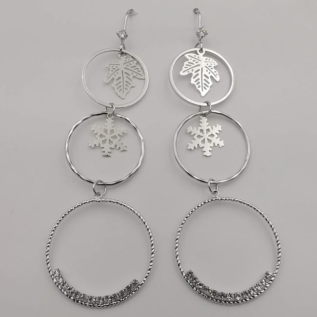 Silver Plated Tri-Circle Snowflake Earrings - Offer Hunts