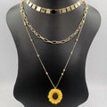 Sunflower 3 Layer Necklace - GOLDEN/SILVER - 6 Designs - Offer Hunts