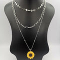 Sunflower 3 Layer Necklace - GOLDEN/SILVER - 6 Designs - Offer Hunts
