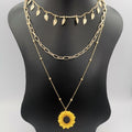 Sunflower 3 Layer Necklace - GOLDEN/SILVER - 6 Designs - Offer Hunts
