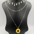 Sunflower 3 Layer Necklace - GOLDEN/SILVER - 6 Designs - Offer Hunts