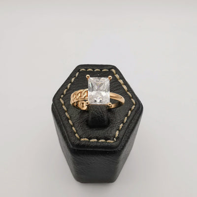 Rectangular Gem Ring [Adjustable Size] - 18K Gold Plate - Jack Fan Collection [001] - Offer Hunts