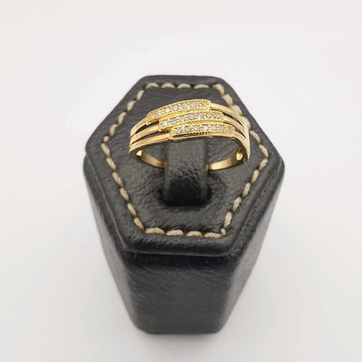 Tri-Band Gem Ring [SIZE 17] - 18K Gold Plate - Jack Fan Collection [002] - Offer Hunts